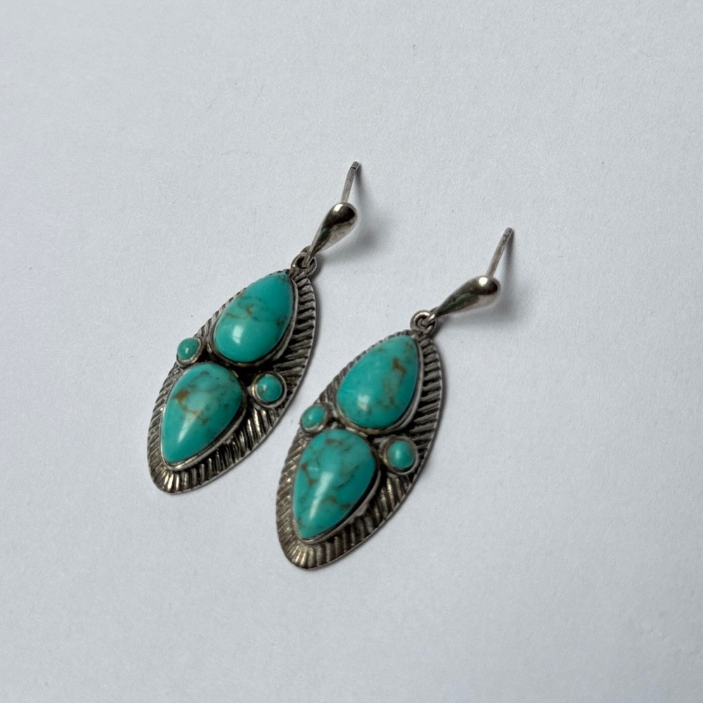 Turquoise Thailand Silver Dangle Earrings